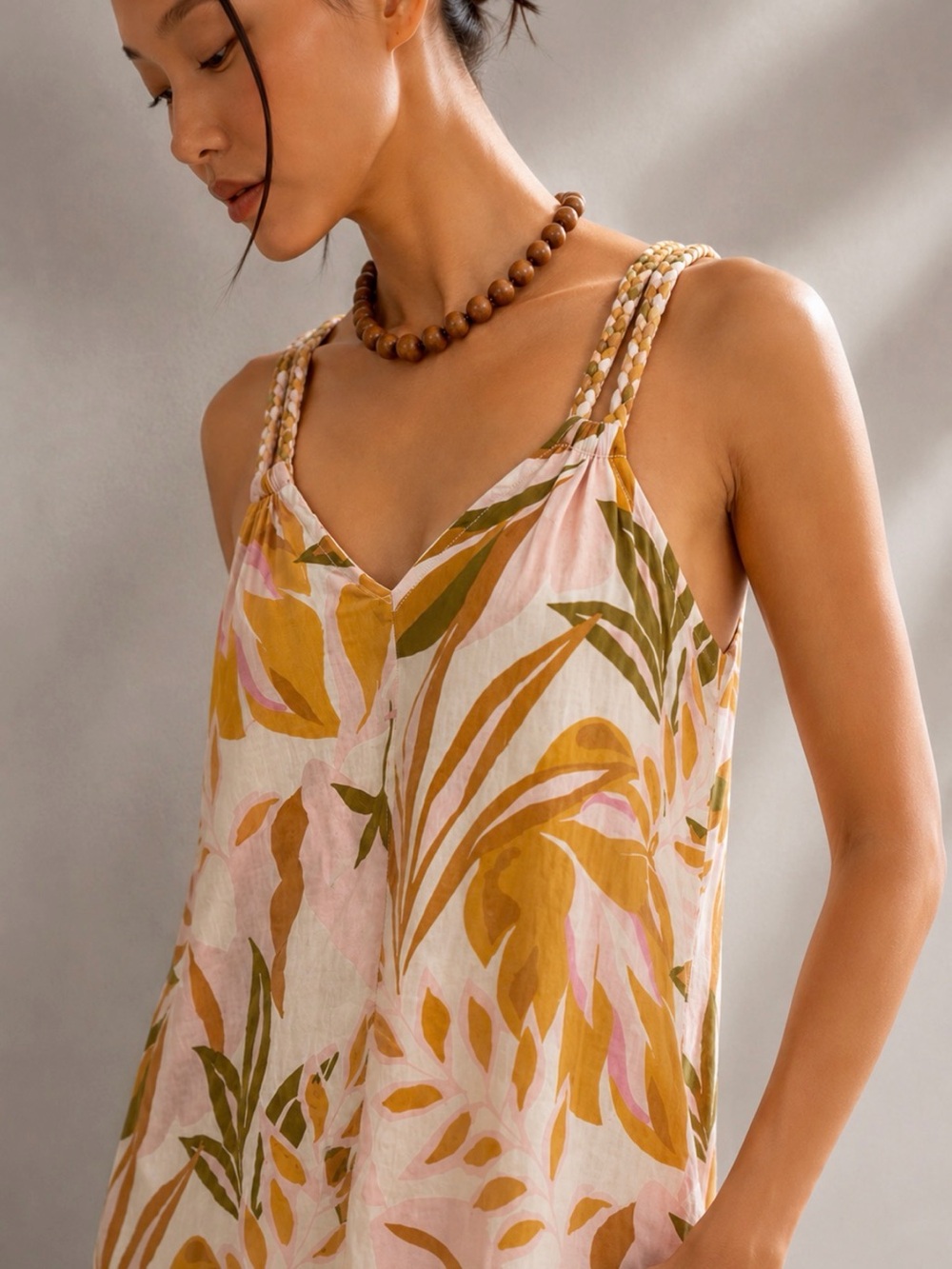 Anthropologie C&C California Tropical Print Linen Midi Dress Size M - Picture 3 of 10